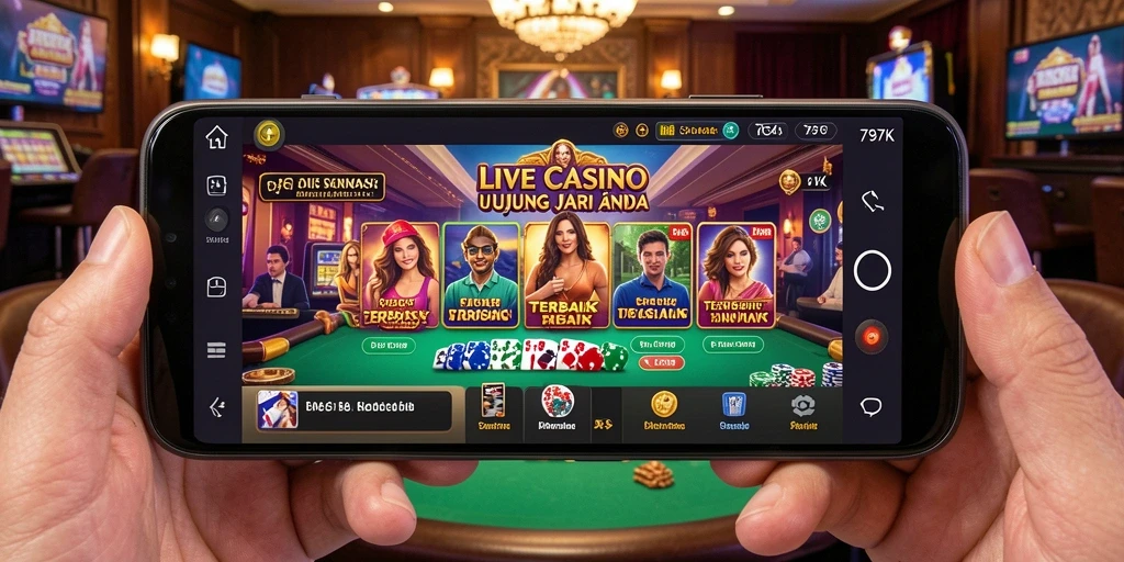 Gameplay seru di aplikasi Live Casino 797K dengan dealer profesional.