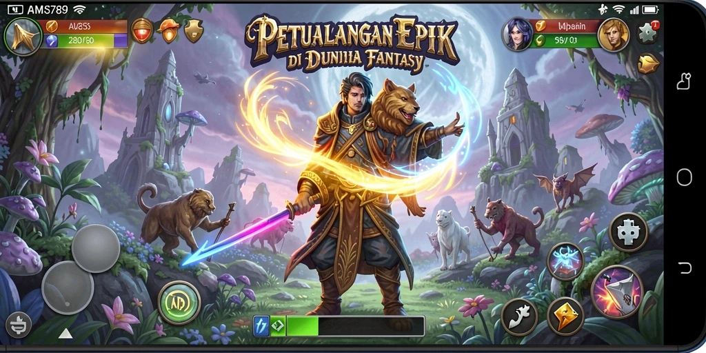 Tampilan gameplay menarik dari AMS789 di dunia petualangan.