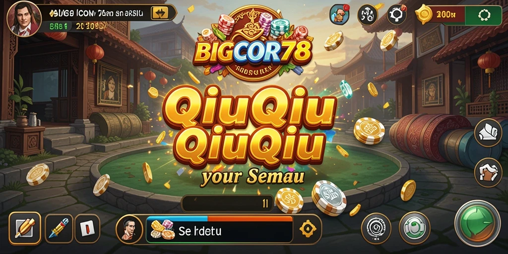 Tangkapan layar utama BIGCOR78 menampilkan aksi seru dalam permainan QiuQiu.