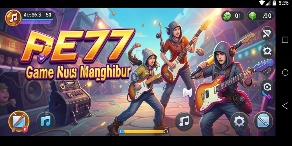 Tampilan gameplay <strong>FE777</strong> yang penuh warna dan berenergi dalam permainan musik.