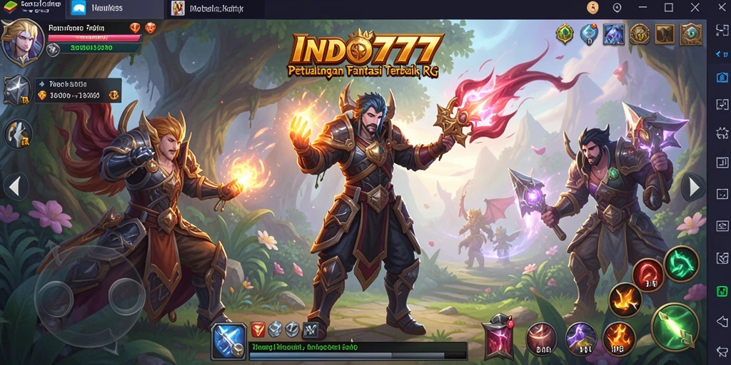 Tangkapan layar utama INDO777 yang menunjukkan pertarungan epik dalam RPG.