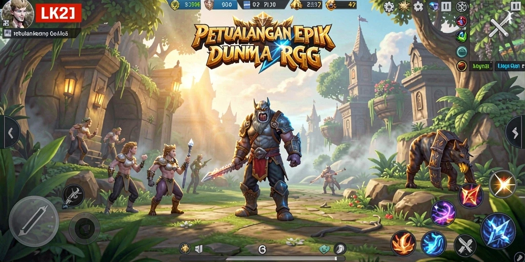 Screenshot LK21 menampilkan aksi pertempuran seru di dunia RPG.