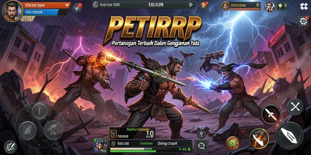 Gameplay PETIRRP yang mendebarkan dan penuh aksi pertarungan.