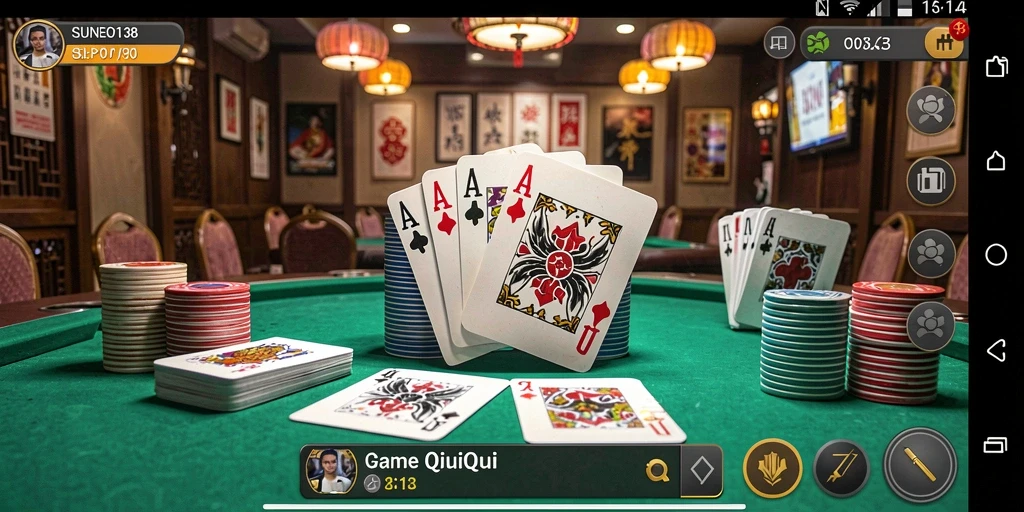 Tampilan gameplay SUNEO138 yang dinamis dan seru dalam permainan QiuQiu.