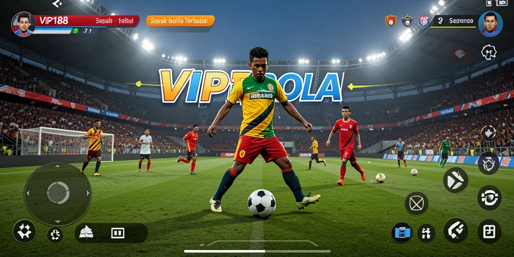Screenshot gameplay VIP188 menampilkan aksi sepak bola yang mendebarkan.